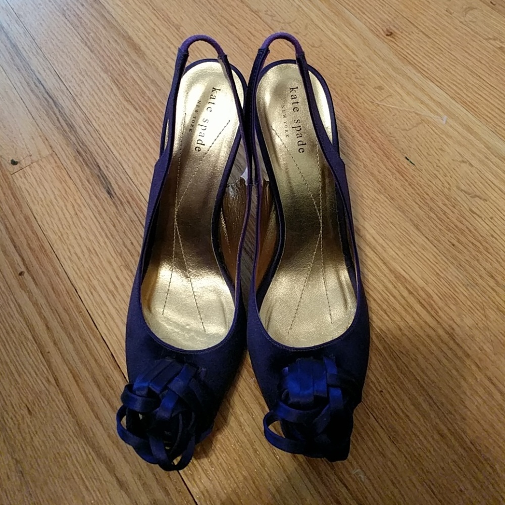 Kate Spade purple silk slingbacks